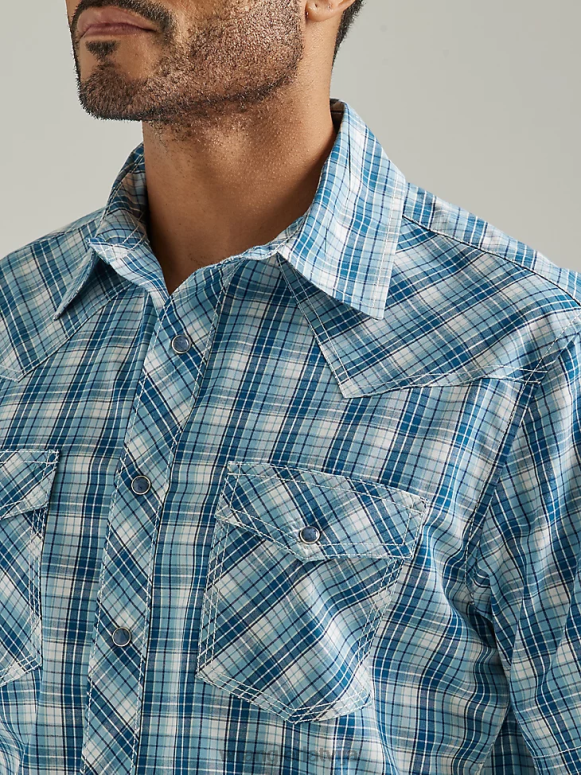 Klusā okeāna pārbaude 20 reižu konkurētspējīgs komfortabls krekls ar īsām piedurknēm rietumu divkabatu rūtains krekls vīriešiem apģērbs Wrangler BFNTB453